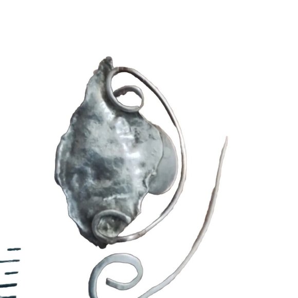 Carved Natural Turquoise Silver Fur Hat Clip Tie Oval Vintage Leaf Shaped Fb1 - Picture 4 of 4